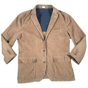 Vintage J.Crew Corduroy Blazer Men's Large Tan Cotton Sport Coat Preppy